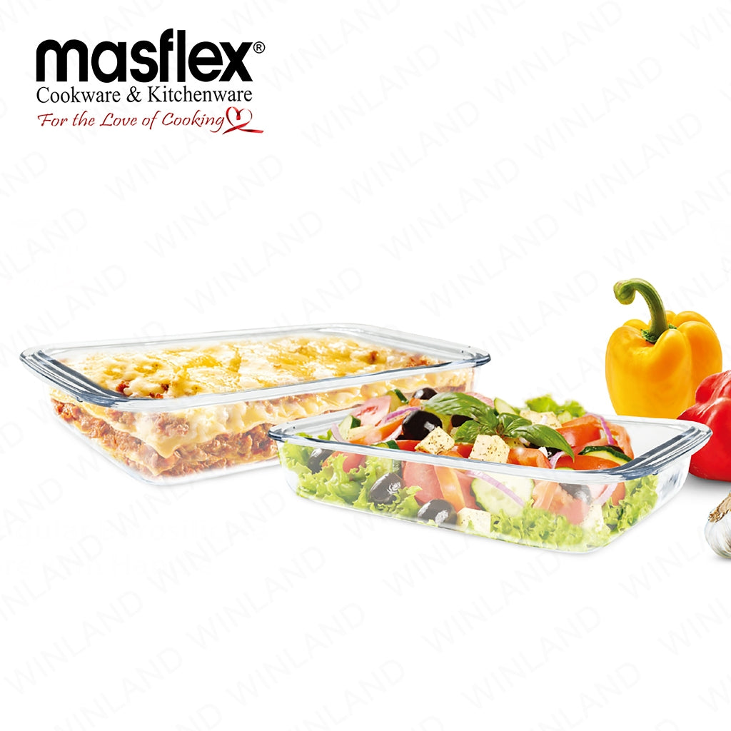 Masflex by Winland 1L & 1.6L Rectangular Borosilicate Glass Bakeware Food Container Storage FE-1016
