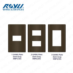 Royu by Winland Easy Installation 2 to 3 Gang Plate Dark Gray Plano Series