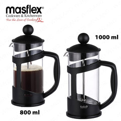 Masflex by Winland 800 ml to 1 L Borosilicate Glass French Coffee Press Coffee Lovers Modern Design
