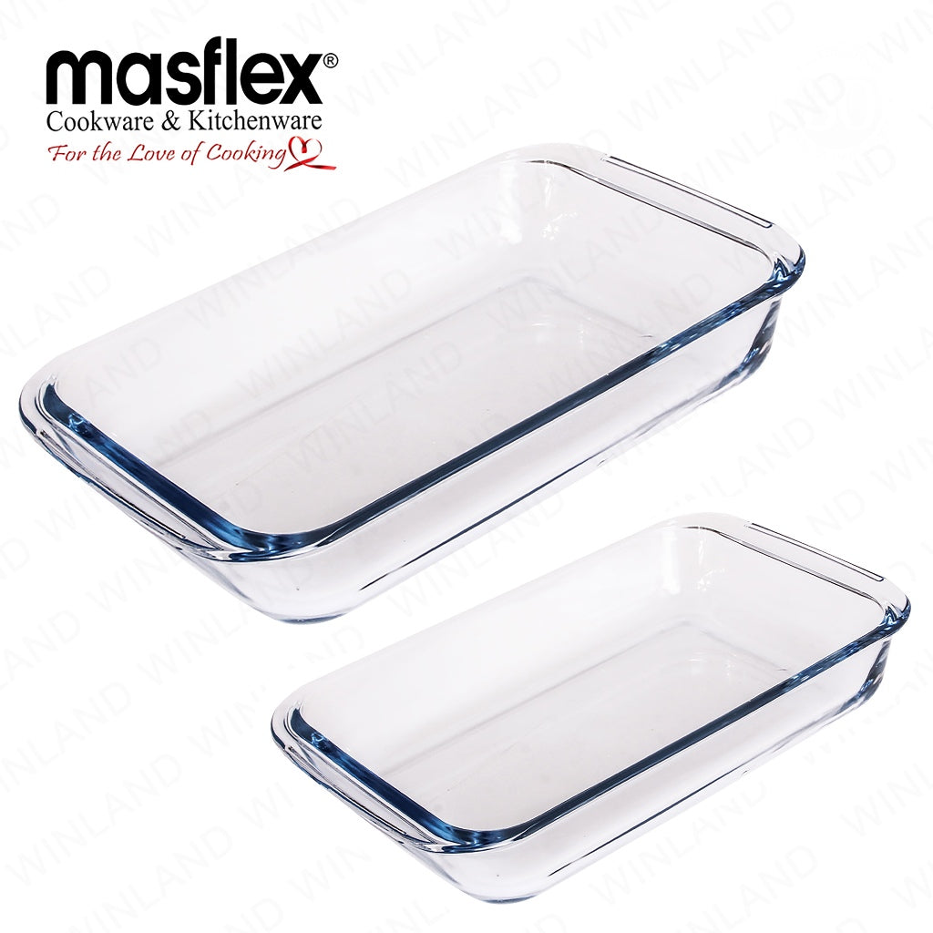 Masflex by Winland 1L & 1.6L Rectangular Borosilicate Glass Bakeware Food Container Storage FE-1016