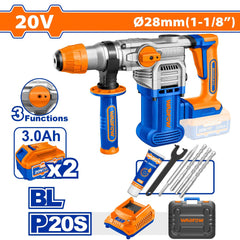 Wadfow WLM1B282 P20S/20V Brushless Motor Lithium-Ion Cordless Rotary Hammer