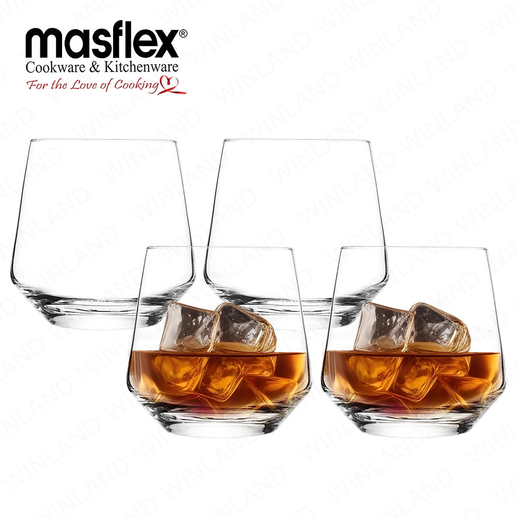 Masflex by Winland 4 Pieces 400 ml Whiskey Glass made of Durable and High-Quality Pure Glass CK-612