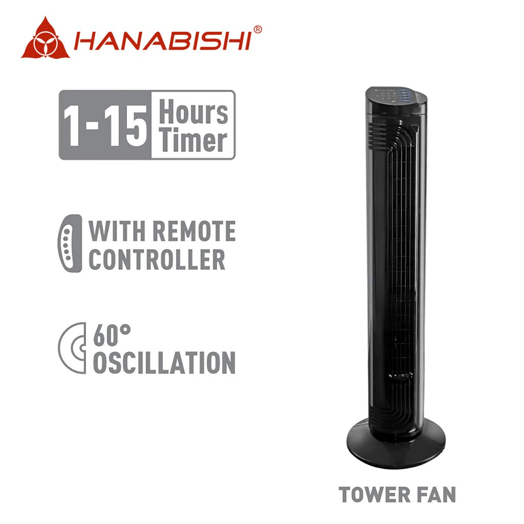 Hanabishi by Winland Tower Fan | Electric Fan 60-degree Oscillation 4 wind Modes 40Watts HTOWF-1600
