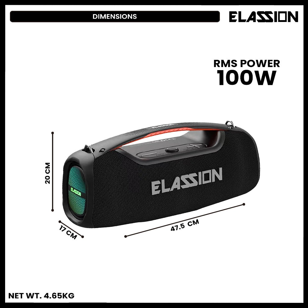 Elassion l Sirius 5.1Ch Portable Rechargeable Speaker Boombox 100W RMS with 1pc Wireless Microphone