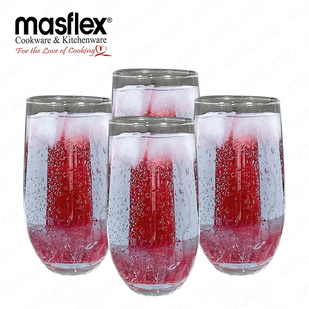 Masflex by Winland 4 Pieces 400 ml Glass Tumbler made of Durable and High-Quality Pure Glass CK-012