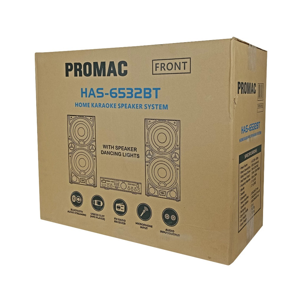 Promac by Winland Home Karaoke System with BT (AV-SU3032BF & SPK-65x2 speaker system) HAS-6532BT