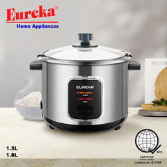 Eureka by Winland 1.5L & 1.8L Non-Stick Inner Pot w/o Steamer Rice Cooker (SS) Deluxe Series