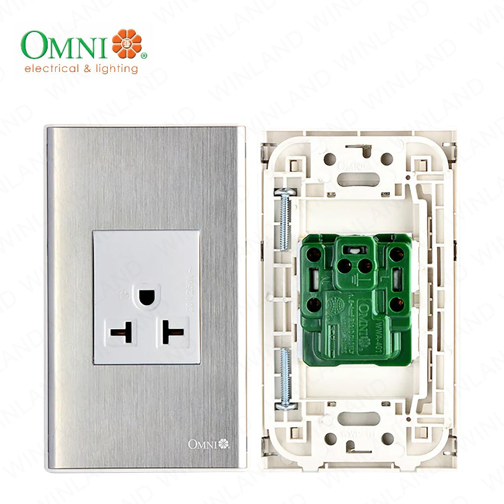 Omni by Winland Aircon Tandem Outlet in Stainless Plate 20A - SP1-WA
