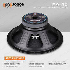 Joson by Winland 15inches Professional Instrumental Full Range Speaker AIRBUS PA-15