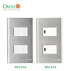 Omni by Winland 2PCS 1-Way Switch in Stainless Plate 16A(250~) Illuminated & Not Illuminated