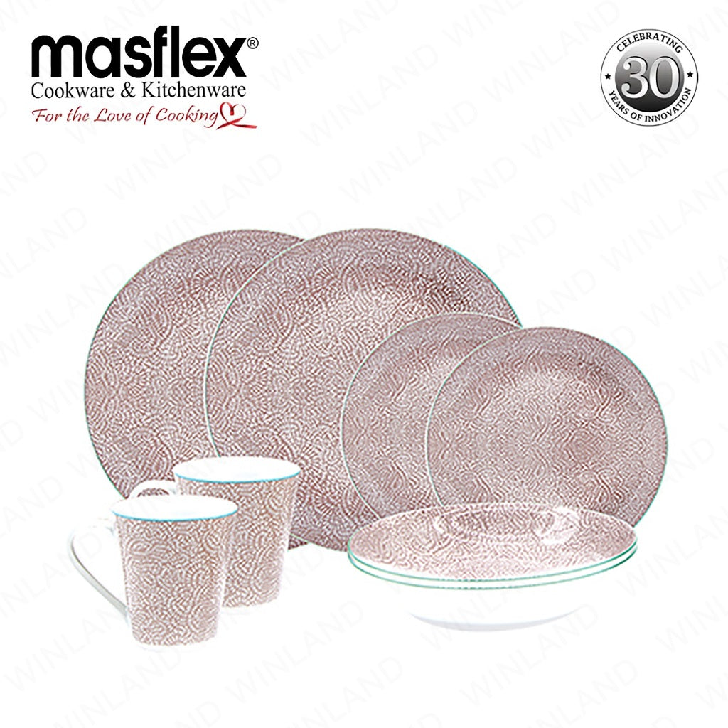 Masflex by Winland 8PCS Renaissance Dinner Set Made of Tempered Glass & Microwavable Safe ZN-1024