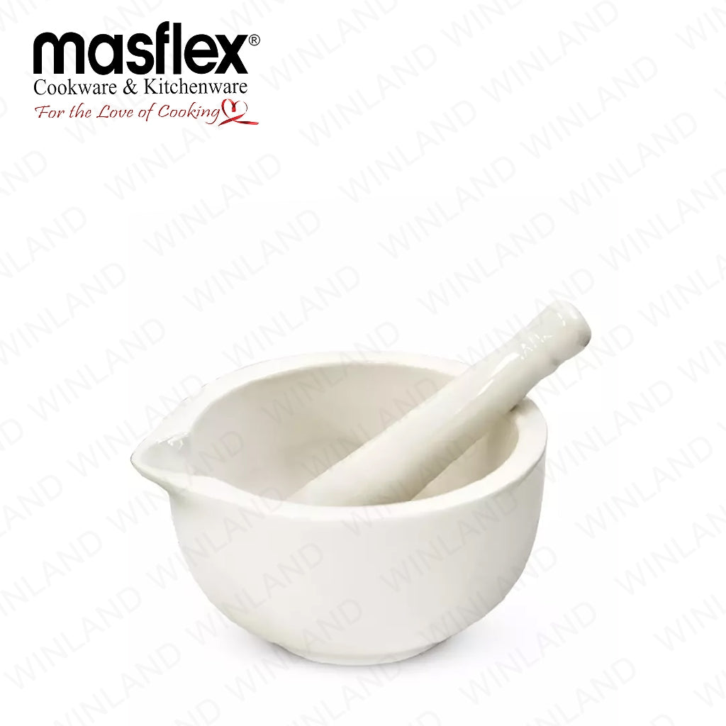 Masflex by Winland Mortar and Pestle Stoneware Mixing Grinding Bowl Set CL-B5244-L