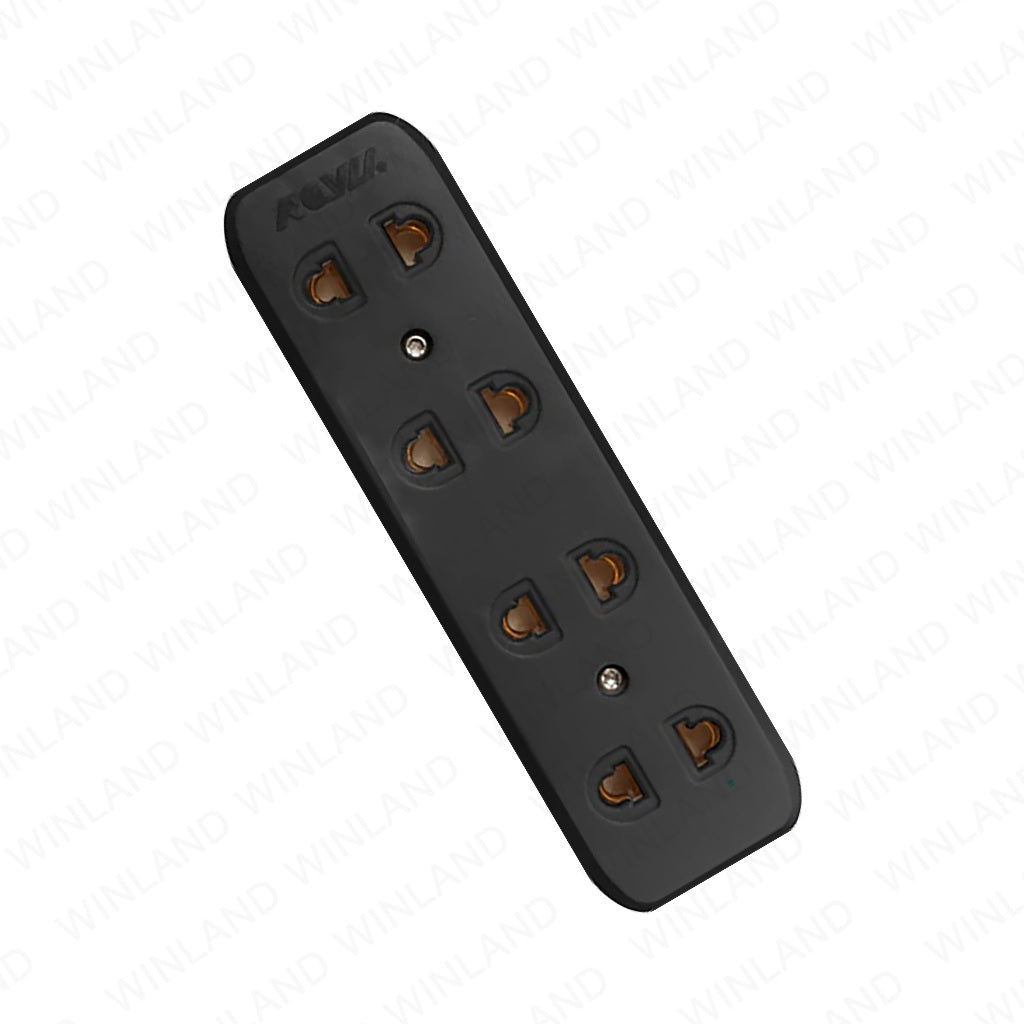 Royu 4-Gang Surface Type Universal Electrical Outlet 10A/250V~ REDOU104 | REDOU104/B