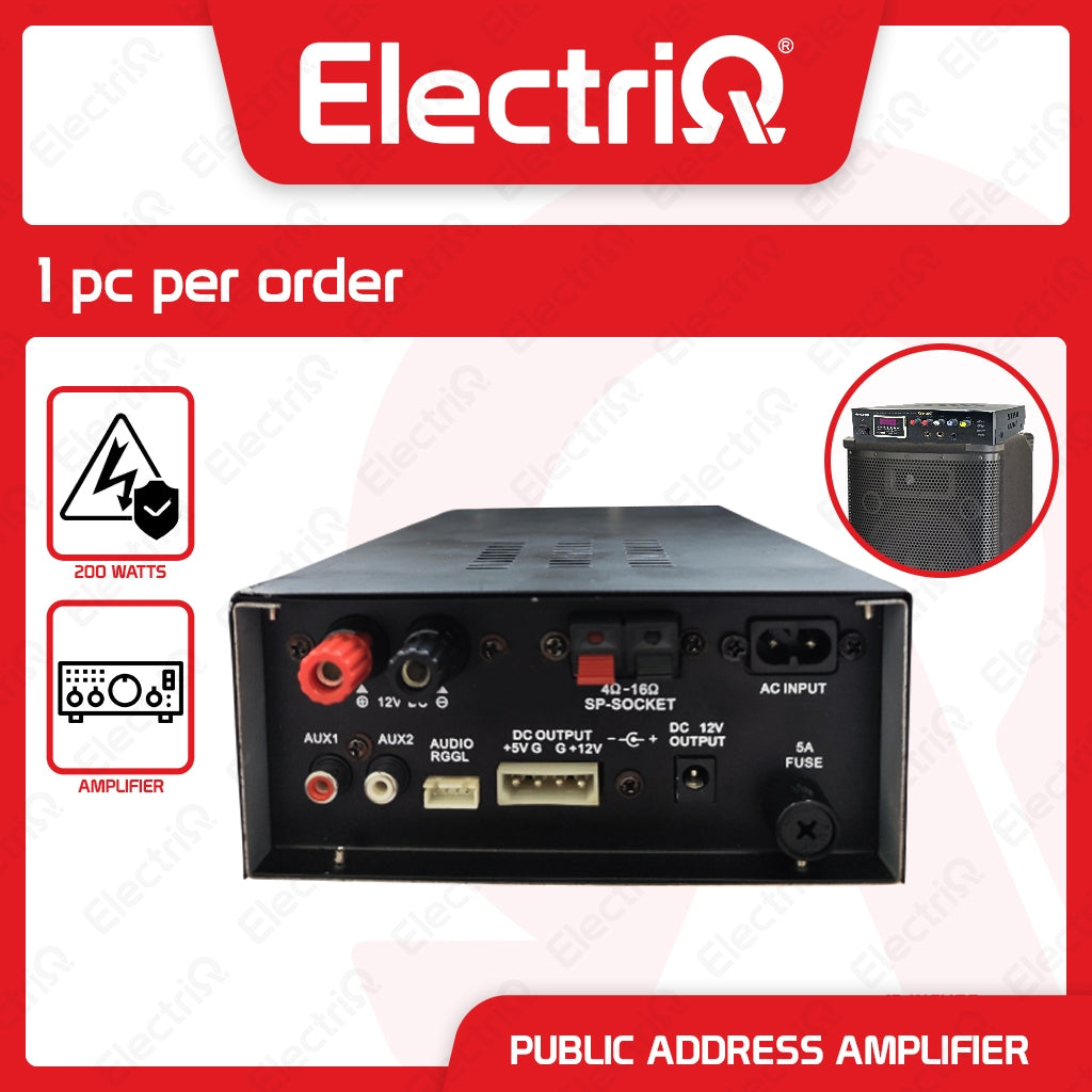 Electriq | Audioline Amplifier Input-AC200-240V DC12V P.M.P.O. 200W W/O Bluetooth