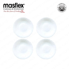 Masflex by Winland 4PCS Quarter Plate (7.5 inch / 190.5 mm) in White Glass and Microwave Safe JT-104