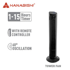 Hanabishi by Winland Tower Fan | Electric Fan 60-degree Oscillation 4 wind Modes 40Watts HTOWF-1600