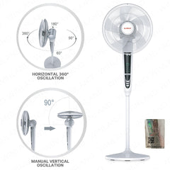Eureka by Winland 16inches Stand Fan 360degree Oscillation LED Digital Control Panel ESF-360