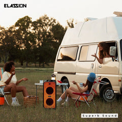 Elassion l Cosmic 8" 120W Subwoofer Portable Party Box Rechargeable Speaker with 1pc Wireless Mic