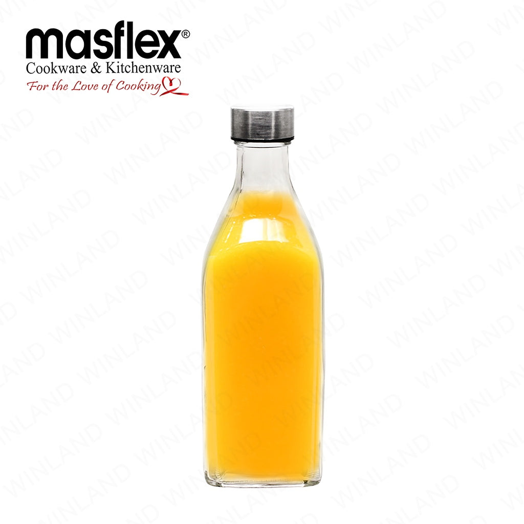 Masflex by Winland 1.0 Liter / 1000 mL Square Water Bottle with Silver Lid with Box QG-046