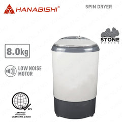 Hanabishi by Winland 8 kgs Capacity Single Tub Spin Dryer with Quiet and Stable Stone Series HSD-80