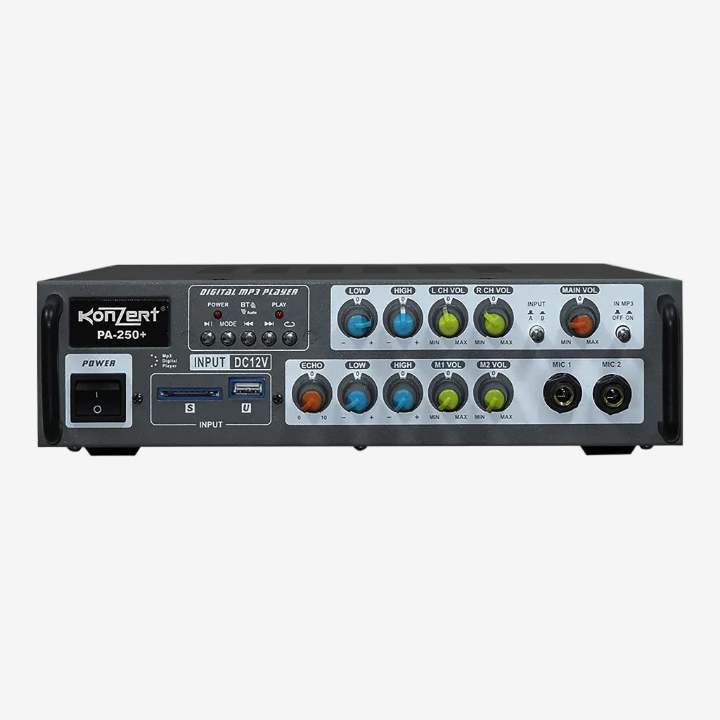 Konzert by Winland 250Wx2 PA Amplifier with USB/SD, 2 Mic & 12v Supply - Built-in Bluetooth PA-250+