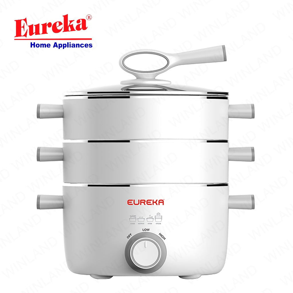 Eureka by Winland 3Liters MultiChef Electric Food Steamer 3-Layers Stackable Containers 1400W EFS-3L
