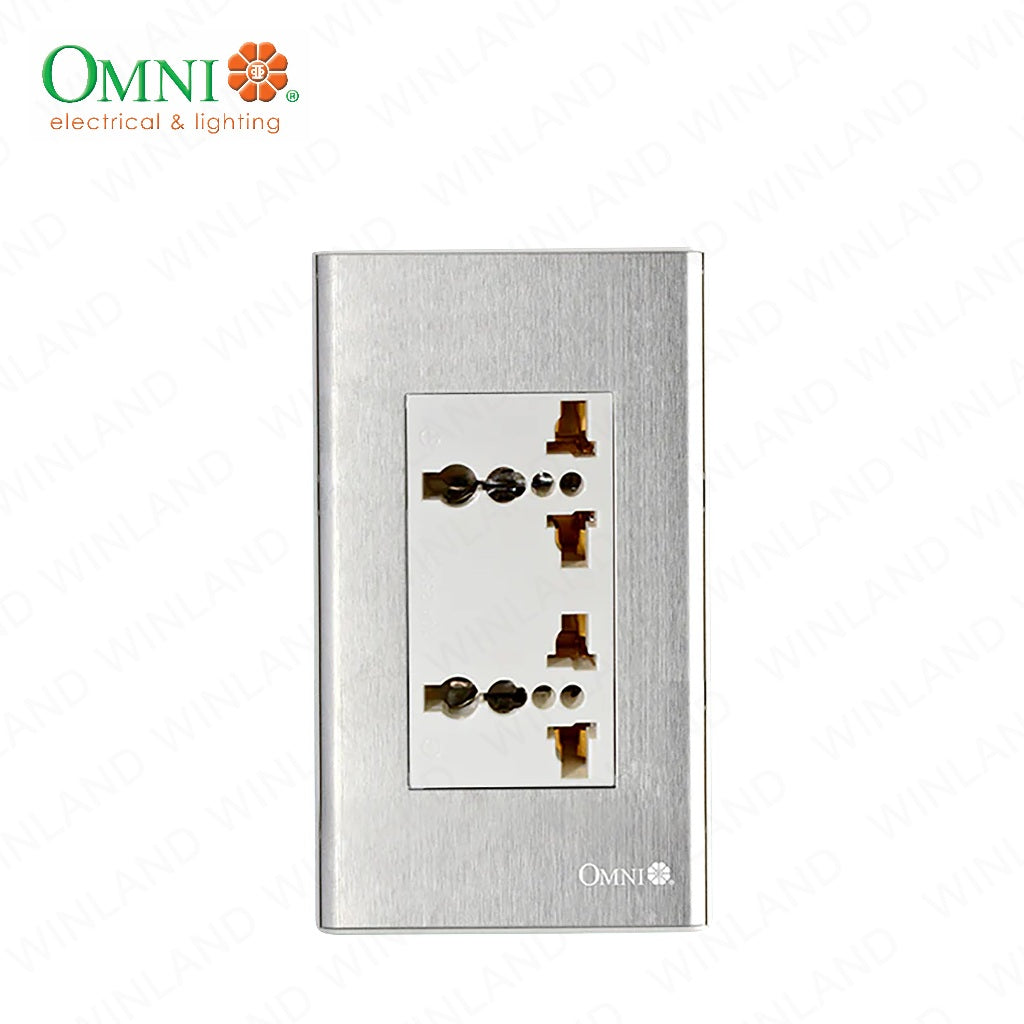 Omni by Winland Duplex Universal Outlet with Ground in Stainless Plate - SP3-WU2
