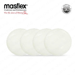 Masflex by Winland 4PCS Dinner Plate (10.5 inch / 267 mm) Made of Opal Glass & Microwave Safe JT-102