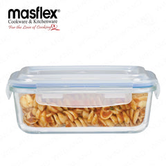 Masflex by Winland 1050 ml Rectangular Borosilicate Glass Food Container Storage Pure Glass FE-1050