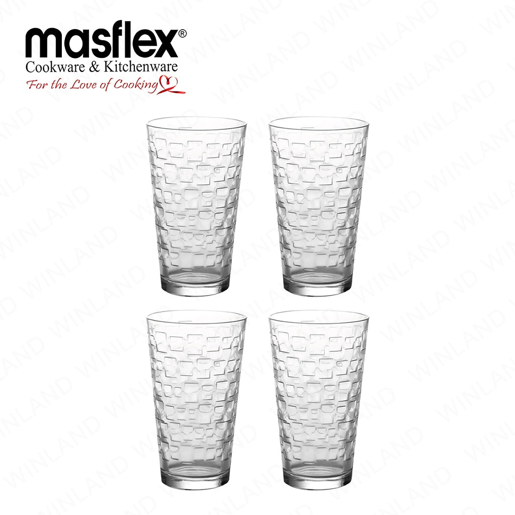 Masflex by Winland 4 Pieces 473 ml / 16 oz Deluxe Tumbler Drinking Set 8.8 x 8.8 x 14.7cm GG-GC-FG