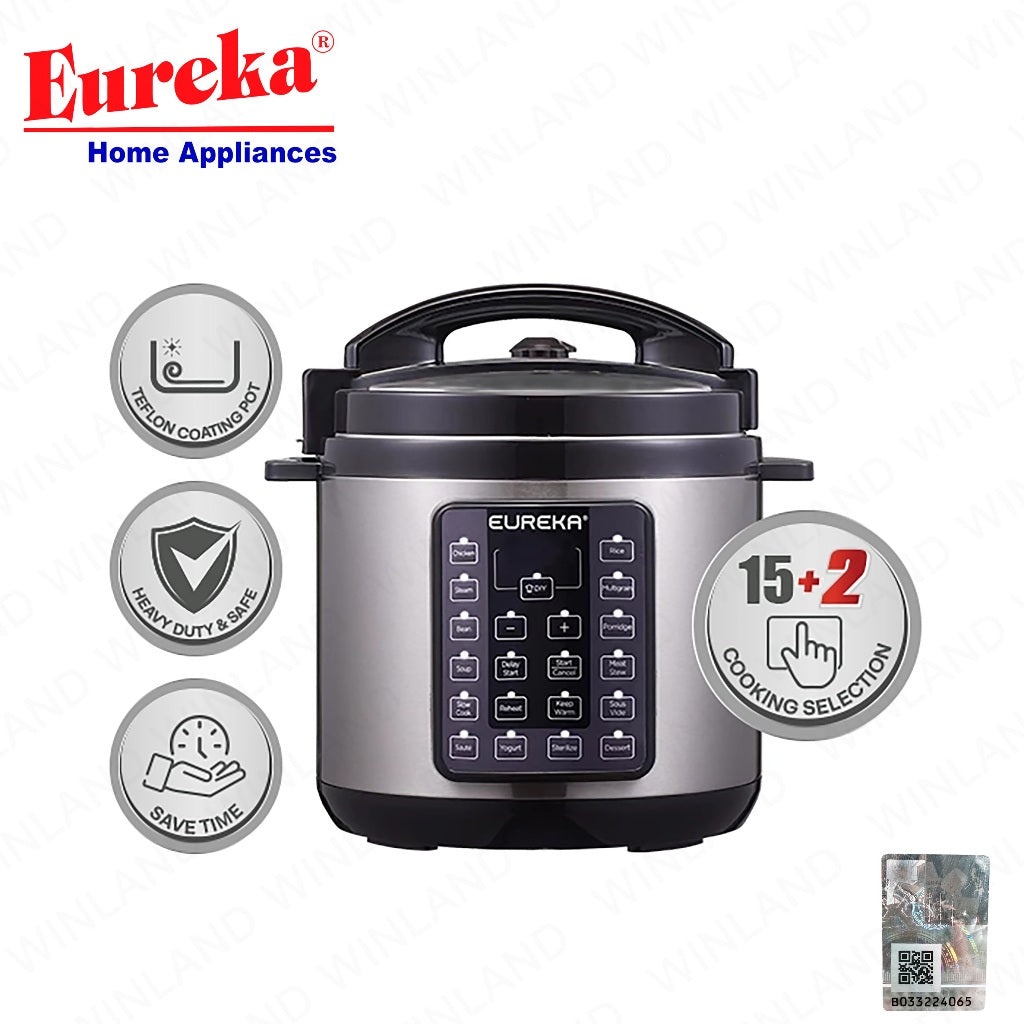 Eureka by Winland 6L Smart Express MultiCooker Electric Pressure Cooker 15+2 Cooking Select EEPC-6L