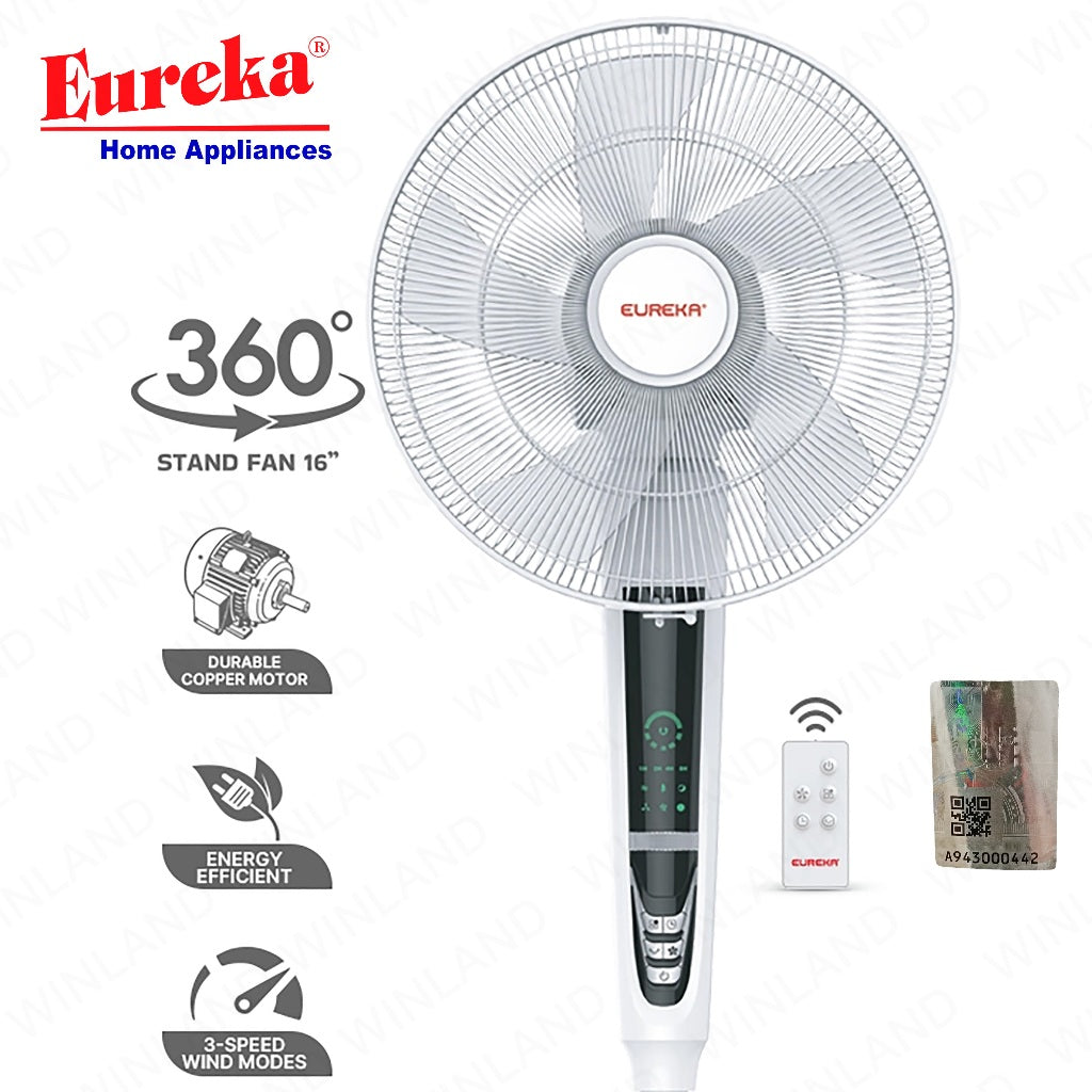 Eureka by Winland 16inches Stand Fan 360degree Oscillation LED Digital Control Panel ESF-360