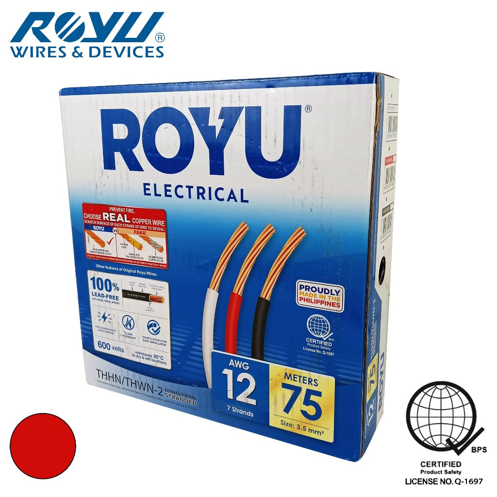 Royu THHN/THWN Stranded Wire 3.5mm² RTN12A Stranded 75 meters Pure Copper 12-AWG