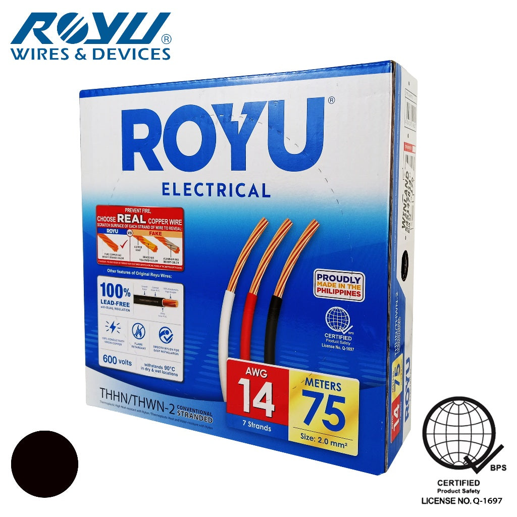 Royu THHN/THWN Stranded Wire 2.0mm² RTN14A Stranded 75 meters Pure Copper 14-AWG