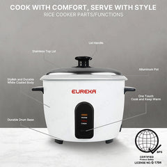 Eureka by Winland 0.6L-1.8L Drum Type Rice Cooker Aluminum Inner Pot without Steamer A-Series