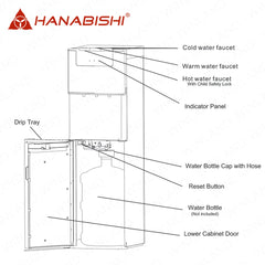 Hanabishi by Winland Bottom Load Free Standing Water Dispenser Hot, Cold & Normal HFSWD-2900BLSS