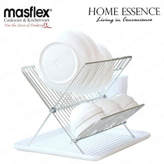 Home Essence by Masflex Foldable Dish Organizer | Dish Drying Rack with Drain Board CH-1042