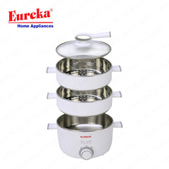 Eureka by Winland 3Liters MultiChef Electric Food Steamer 3-Layers Stackable Containers 1400W EFS-3L