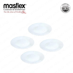 Masflex by Winland 4PCS Quarter Plate (7.5 inch / 190.5 mm) in White Glass and Microwave Safe JT-104