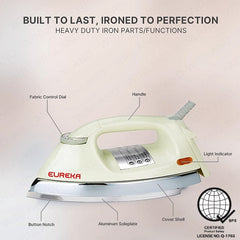 Eureka by Winland Heavy Duty Dry Iron with Swivel Cord & Aluminum Soleplate EHDI