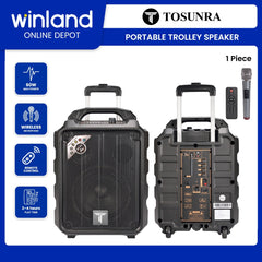 Tosunra by Winland 8inch Active Portable Trolley Speaker Box 60W w/ 1PC Wireless Microphone TOS-N2-8