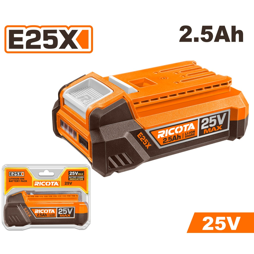 Ricota E25X 25V Lithium-Ion Battery Pack for Cordless Power Tool