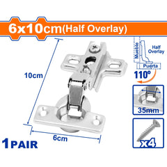 Wadfow by Winland 6 x 10cm Concealed Hinges Cabinet / Hydraulic Hinges (Cabinet Door Hinges) WAD-HT
