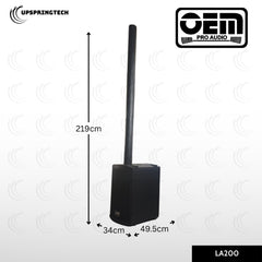 OEM Pro Audio LA200 Active Sub Speaker Column Type 350W+75W 8×2″ Bluetooth USB Set