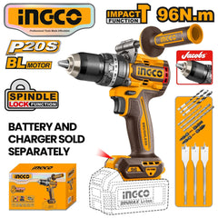 Ingco by Winland P20S 20V Lithium-Ion Brushless Cordless Impact Drill 96N.m CIDLI209685 ING-CT