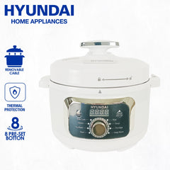 Hyundai Appliances by Winland 3L Multi-Function Pressure Cooker with 8 Preset Buttons 1000W - White