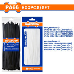 Wadfow by Winland 800PCS/Set Multipurpose Nylon Cable Ties Self Locking Zip Ties Cable WTE1234