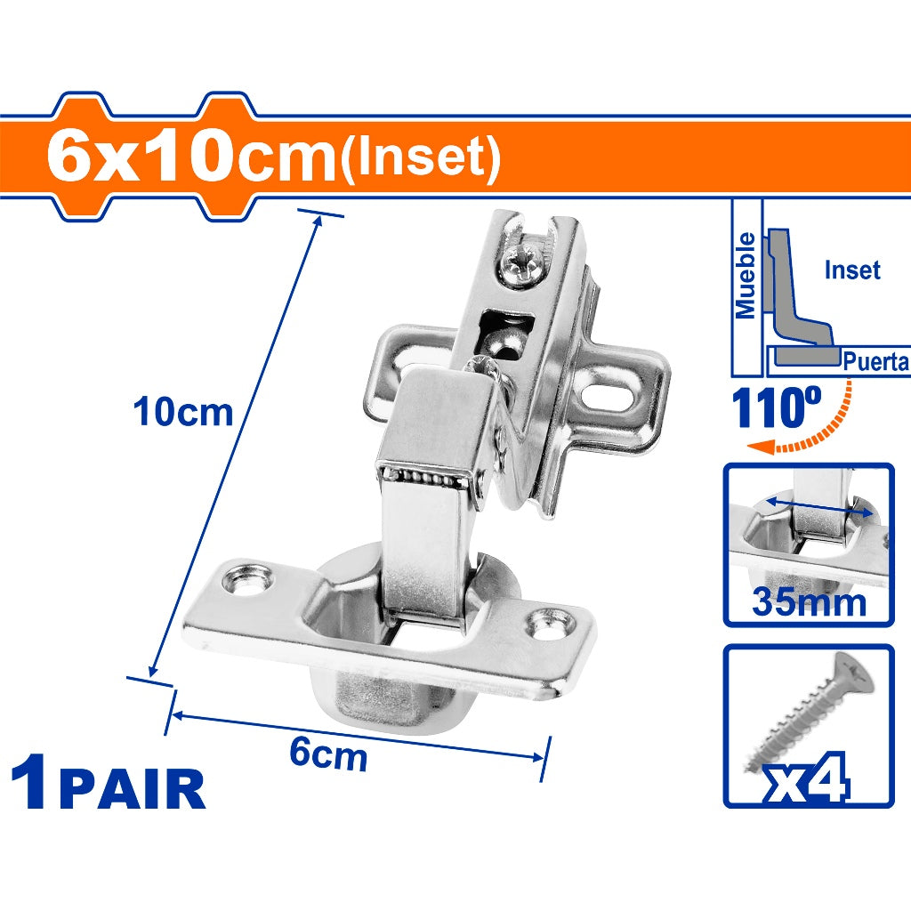 Wadfow by Winland 6 x 10cm Concealed Hinges Cabinet / Hydraulic Hinges (Cabinet Door Hinges) WAD-HT