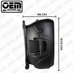 OEM Pro Audio by Winland 12" Active Speaker box with battery and Wireless microphone - ML12ADP