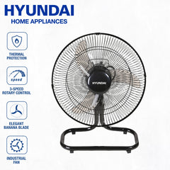 Hyundai Appliances by winland Industrial Floor Fan 16 Inches 60W (HEF-OIFF16)
